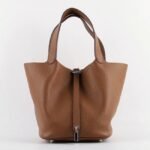 Brown faux luxury Hermes Picotin Lock handbag