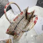 Dior Medium Book Tote Bag Fake in Hibiscus Metallic Thread Embroidery - Image 2