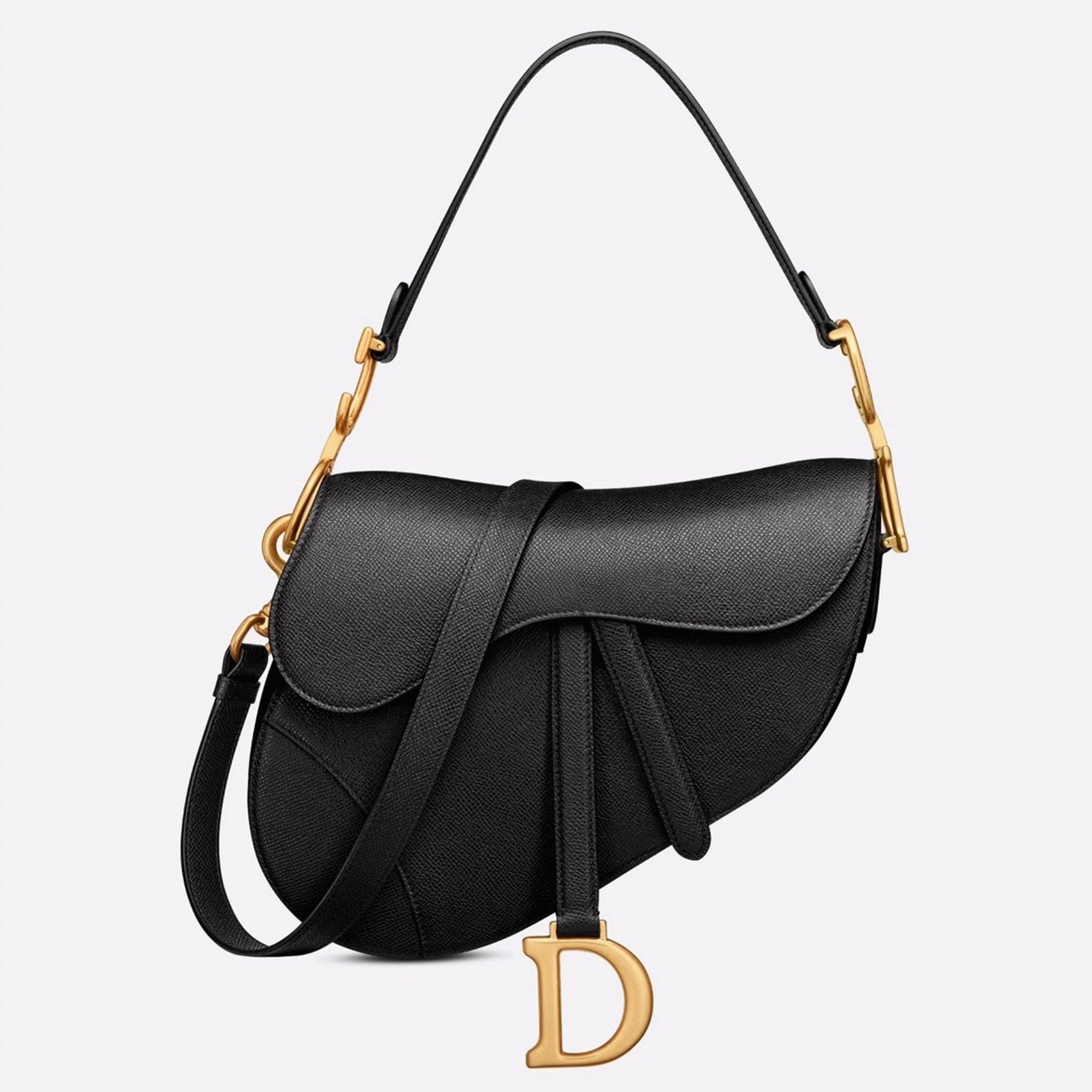 7ED8A0A2-CB7C-54C4-A005-E6AD2D84D8DD.jpg Dior Saddle Bag with Strap Fake in Black Grained Calfskin - Image 1