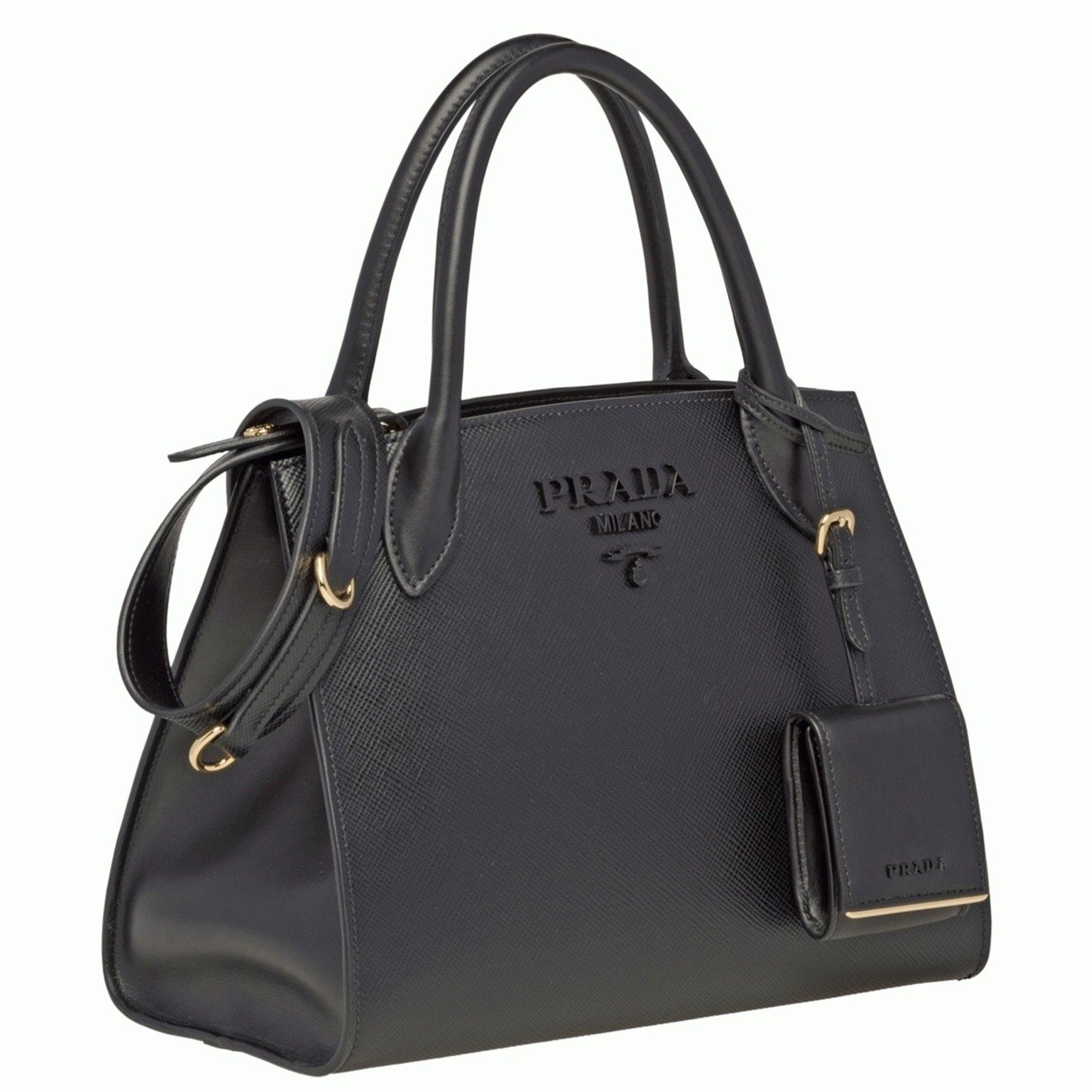 7EEB66BB-906E-0679-6DDF-D76B7BA0C0E7.jpg Prada Monochrome Small Bag Imitation in Black - Image 1