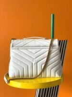 Fake Saint Laurent LouLou Medium Chain Bag White - Image 5