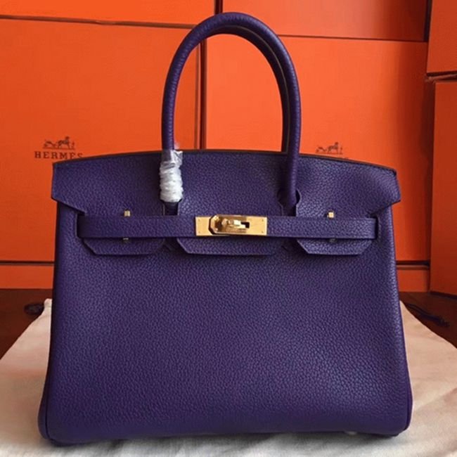 7F46A9BE-26D6-42B9-3753-19EC167A9927.jpg Iris Color Budget Knockoff Hermes Birkin 30cm Bag - Image 1