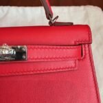 Red Swift Replica Hermes Kelly 20cm Classic Handbag - Image 3