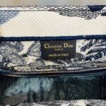 Dior Large Book Tote Bag Replica in Blue Palm Tree Toile de Jouy Embroidery - Image 7