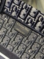 Dior Large Book Tote Bag Replica in Blue Oblique Embroidered Velvet - Image 6