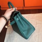 Malachite Clemence Copy Designer Hermes Kelly Retourne 28cm Bag - Image 7
