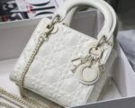 Dior Lady Dior Mini Bag Knockoff in White Calfskin with Diamond Motif - Image 6