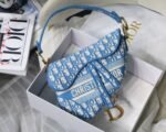 Dior Saddle Bag Fake in Cornflower Blue Dior Oblique Embroidery - Image 5