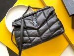 PUFFER MEDIUM CHAIN BAG IN DENIM AND SMOOTH LEATHER