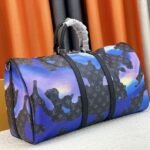 Louis Vuitton Monogram Eclipse Keepall 55 Bandouliere Travel Bag In Blue Sunrise