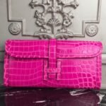 Rose Red Crocodile Leather Replica Hermes Jige Elan 29 Elegant Clutch