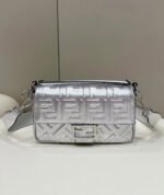 Top Quality Fendi Medium Baguette Bag In Silver FF - Image 5