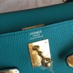 Blue Paon Clemence Fake Hermes Kelly Retourne 32cm Handbag - Image 5