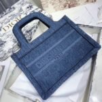 Dior Mini Book Tote Bag Fake in Denim Blue Oblique - Image 3