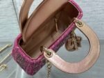 Dior Lady Dior Mini Chain Bag Fake in Satin with Pink Resin Pearl Embroidery - Image 4