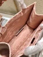 Dior Medium Book Tote Bag Knockoff in Pink Cannage Embroidered Canvas - Image 2