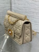Dior Small Jolie Top Handle Bag Knockoff in Beige Cannage Calfskin - Image 3