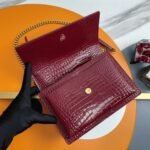 Fake Saint Laurent Sunset Medium Chain Bag Bordeaux Crocodile-embossed Leather - Image 7