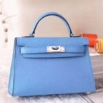 Celeste Epsom Replica Hermes Kelly 20cm Soft Blue Purse