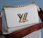 Louis Vuitton Epi Leather Twist MM Bag In Optic White With Jacquard Strap - Image 2