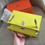 Soufre Epsom Knockoff Hermes Kelly Pochette Vibrant Handbag - Image 7