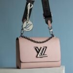 Louis Vuitton Epi Leather Twist MM Bag In Rose Ballerine Pink With Jacquard Strap