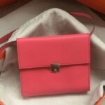 Rose lipstick AAA fake Hermes Clic wallet with strap