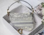Dior Saddle Bag Fake in Grey Toile de Jouy Embroidery - Image 7
