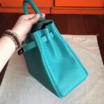 Blue Paon Clemence Fake Hermes Kelly Retourne 32cm Handbag - Image 6