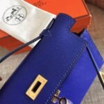 Electric Blue Epsom Replica Hermes Kelly Pochette Bright Purse - Image 5