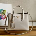 White Prada Double Medium Tote Bag Knockoff - Image 8
