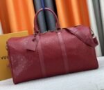 Louis Vuitton Taurillon Leather Keepall Bandouliere 50 In Sari Red