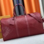 Louis Vuitton Taurillon Leather Keepall Bandouliere 50 In Sari Red