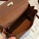 Gold Clemence Knockoff Hermes Kelly Retourne 28cm Classic Bag - Image 7