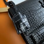 Fake Saint Laurent Sunset Medium All Black Chain Bag Crocodile-embossed Leather - Image 9