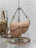 Dior Saddle Bag with Strap Knockoff in Blush Grained Calfskin - Image 8
