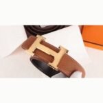 Fake Hermes H-shaped belt buckle in brown - Image 7