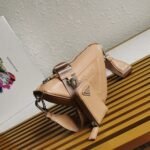 Prada Triangle Shoulder Bag Imitation in Beige - Image 4