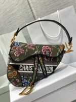 Dior Saddle Bag Knockoff in Green Multicolor Dior Petites Fleurs Embroidery - Image 10