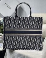 Dior Large Book Tote Bag Fake in Blue Dior Oblique Embroidery - Image 7