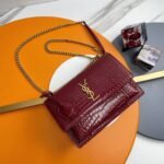 Fake Saint Laurent Sunset Medium Chain Bag Bordeaux Crocodile-embossed Leather - Image 2