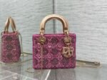 Dior Lady Dior Mini Chain Bag Fake in Satin with Pink Resin Pearl Embroidery - Image 2