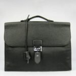 Black Calf Leather Replica Hermes Sac A Depeches 38cm Briefcase