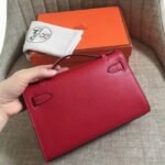 Rouge Vif Epsom Fake Hermes Kelly Pochette Red Bold Clutch - Image 4