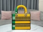 Dior Lady D-Lite Medium Bag Fake in Yellow   Green D-Flower Pop Embroidery - Image 3