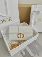 Dior 30 Montaigne East-West Bag with Chain Fake in White Calfskin - Image 6