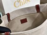 Top Quality Faux Chloe Medium Woody Tote Bag in Canvas with Brown Leather Strips - Image 7