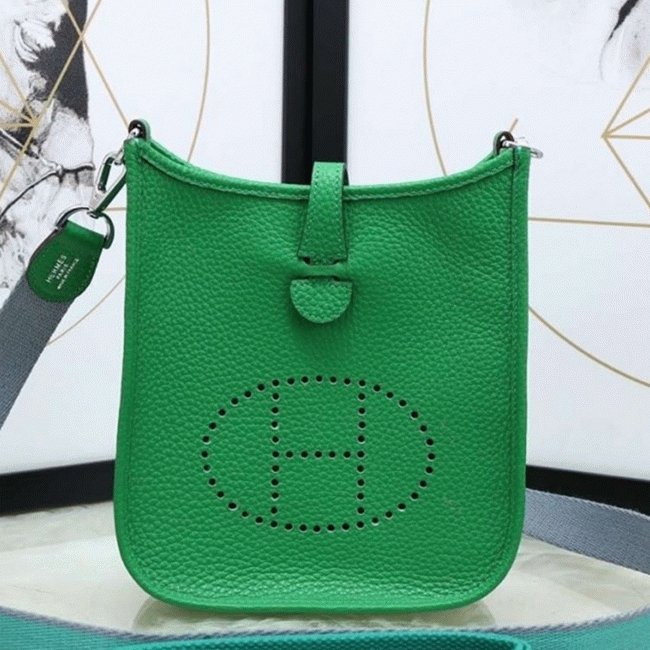 8A9F05E8-B440-DCB8-5D1A-BD7E6FE2B200.jpg Bamboo Color Fake Luxury Hermes Evelyne II TPM Compact Crossbody - Image 1