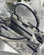 Dior Small Book Tote Bag Faux in White Toile de Jouy Zodiac Embroidery - Image 2