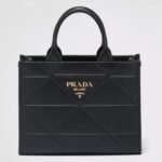 Prada Symbole Small Bag Fake with Topstitching in Black